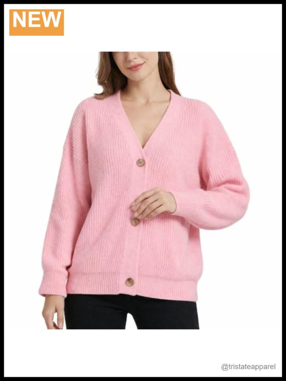 Chunky Knit Cardigan Sweater, Soft Warm V-Neck Button Down, Loose Fit Fall